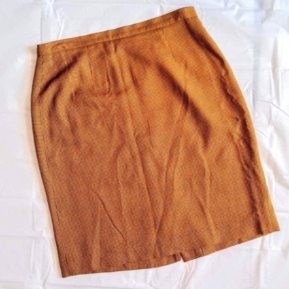 Vintage Chaus Gold Houndstooth Pencil Skirt 12